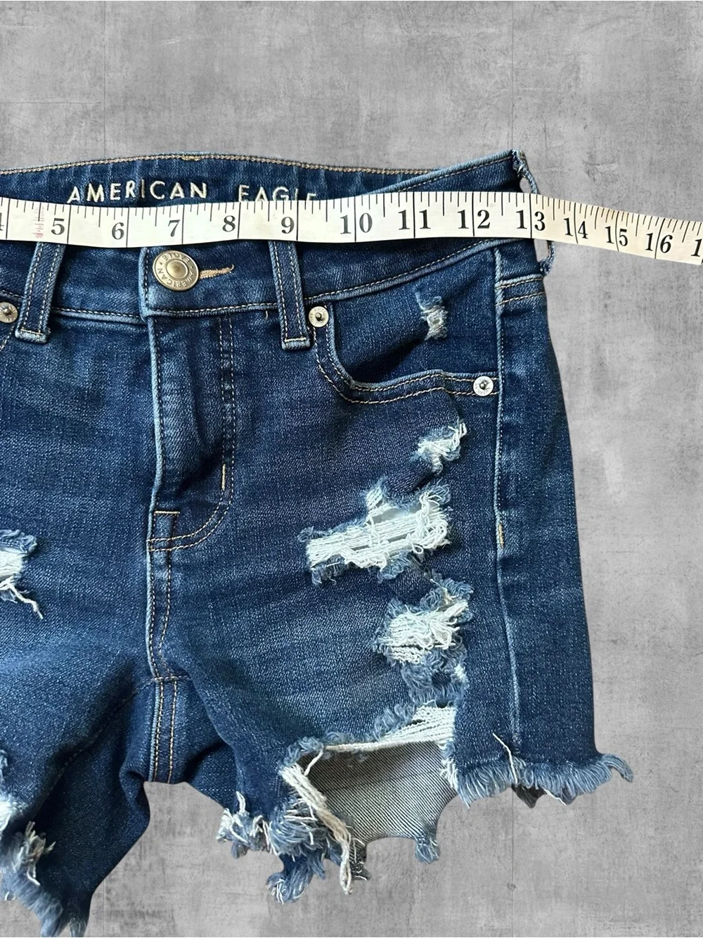 American Eagle Outfitters Women’s Distressed Denim Shorts - Dark Blue Size 0